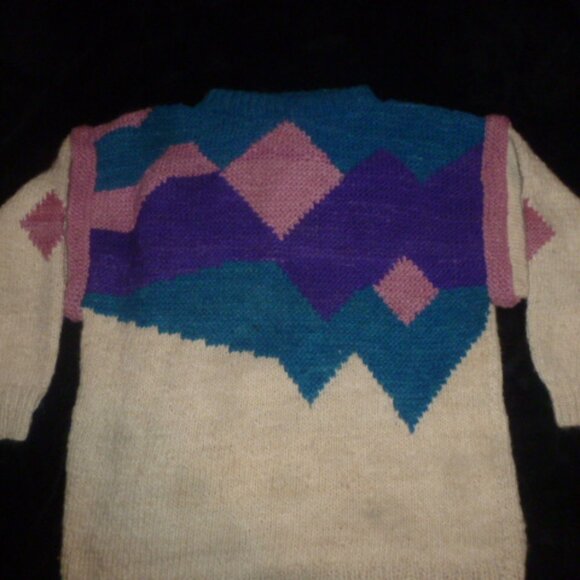 One-of-a-Kind Hand-Knit 100% Wool Oversized Sweater M/L – Chunky Off-White Artis - Picture 6 of 11